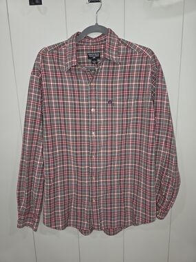 Polo by Ralph Lauren Red Plaid Long-Sleeve Button-Down Shirt Cotton Large Mens